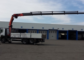 Crane truck IVECO AD260S36Y/PT, 6x2, 3th axel lift, yar 2007, open box, crane Palfinger PK23002 with 6 hydraulic arms and two manuals, winch and remote control