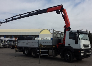 Crane truck IVECO AD260S36Y/PT, 6x2, 3th axel lift, yar 2007, open box, crane Palfinger PK23002 with 6 hydraulic arms and two manuals, winch and remote control