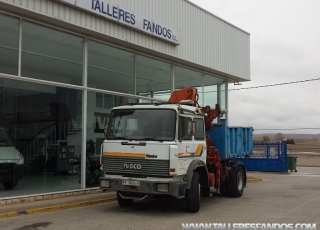 Tipper truck  IVECO 190-36T, year 1989, with bed, manual, with crane Valman 17080AW.