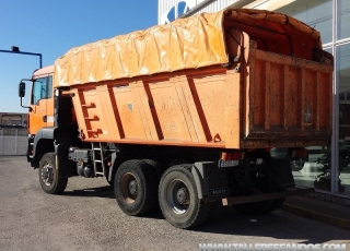 Dumper MAN TG 390A, 6x6, con caja Meiller, año 2004, 196.042km, manual, en buen estado.