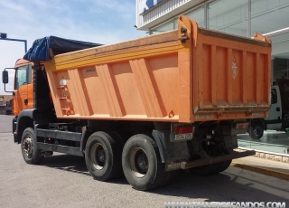 Dumper MAN TGA 360A, 6x4 del año 2004, con caja Meiller con sobrelateral, 16m3