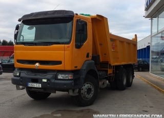 Tipper truck Renault Kerax, 420.34, 6x4, year 2003, with 169.665km, box Meiller Kipper.